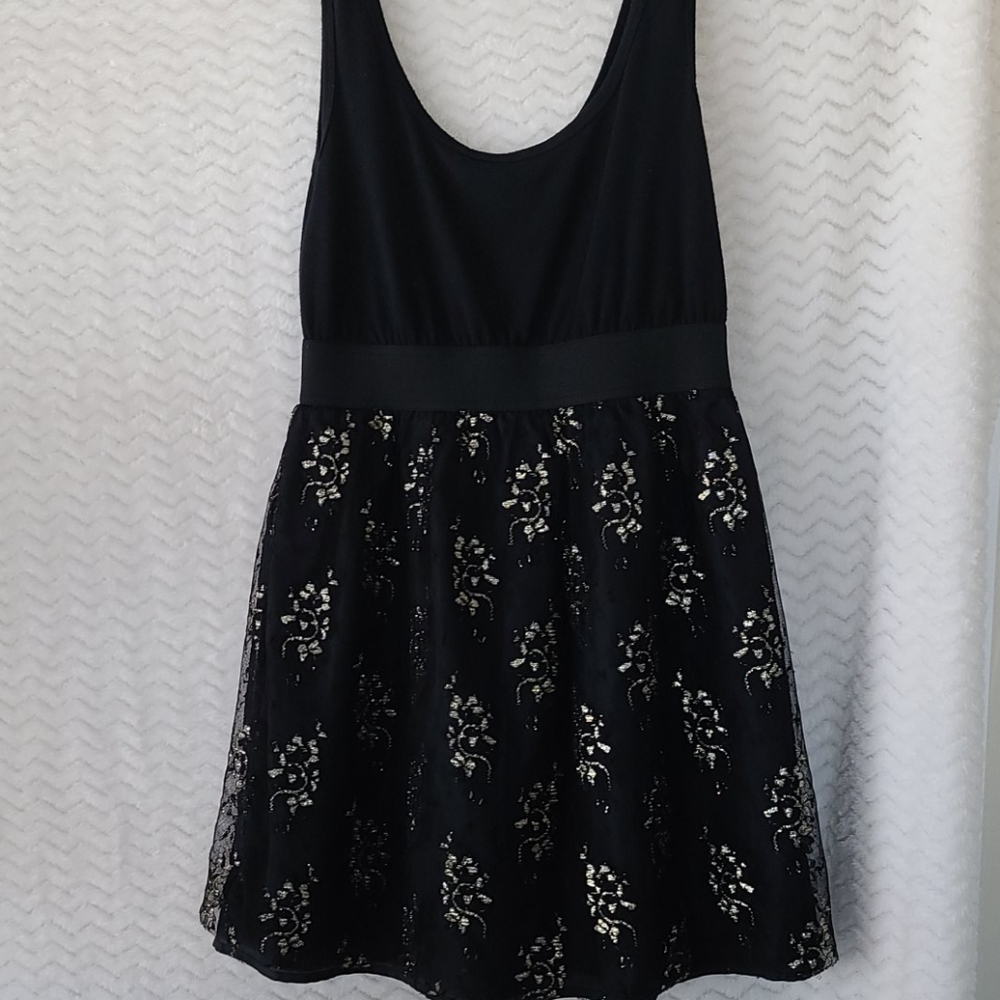 Xhilaration Black and gold mini dress.